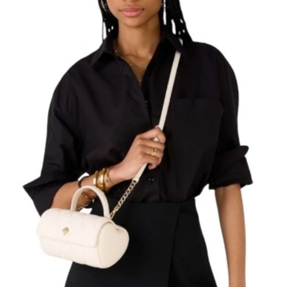 NWT NEW Kate Spade ♠️ White Quilted Heart-Shaped Barrel Crossbody Top Handle Bag